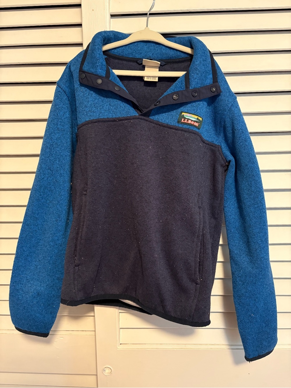 L.L. Bean Blue & Navy Kids Snap-Front Fleece Pullover size 8